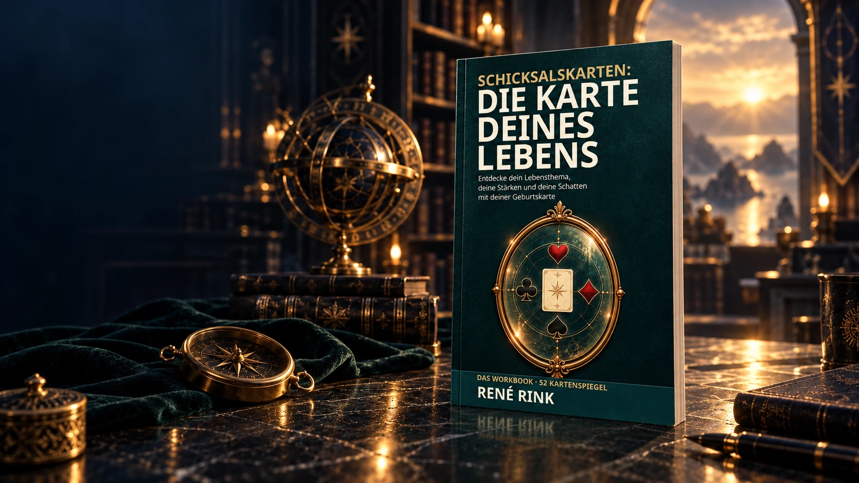 Die Karte deines Lebens von René Rink – Buchmotiv mit goldenem Spiegel