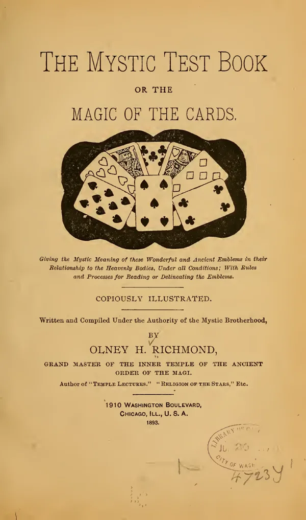 Originaltitelblatt von Olney H. Richmonds The Mystic Test Book, 1893